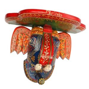 Multi Color hand Embossed  Elephant Face Wall Shelf