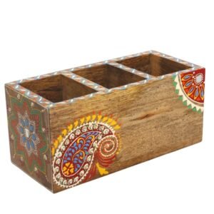Mango Wood hand Painted  Knifes/ Spoon Holder