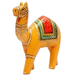 Beautiful Decorative, Wooden Decorative Hand Embossed & Painted Camal Statue