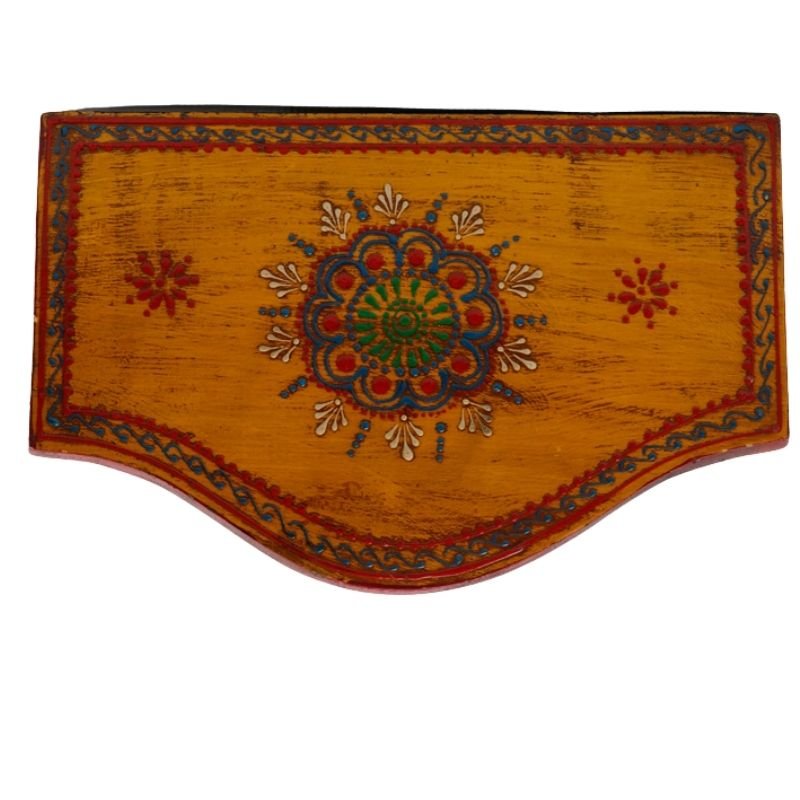 Multi Color Hand Embossed Parrot Bird Wooden Wall Shelf