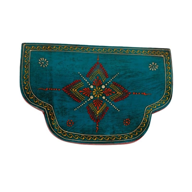 Multi Color Hand Embossed Peacock Bird Wooden Wall Shelf