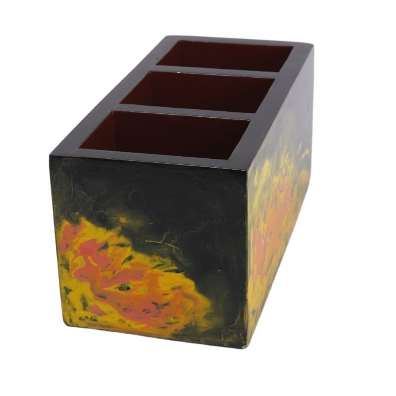 eshilp Mango Wood hand Painted Knifes/ Spoon Holder