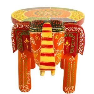 Hand Embossed Multicolored Decorative Elephant Stool
