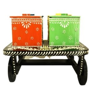MDF Wooden Thela shape Dry Fruit Serving Trolley Tray