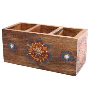 Mango Wood hand Painted  Knifes/ Spoon Holder