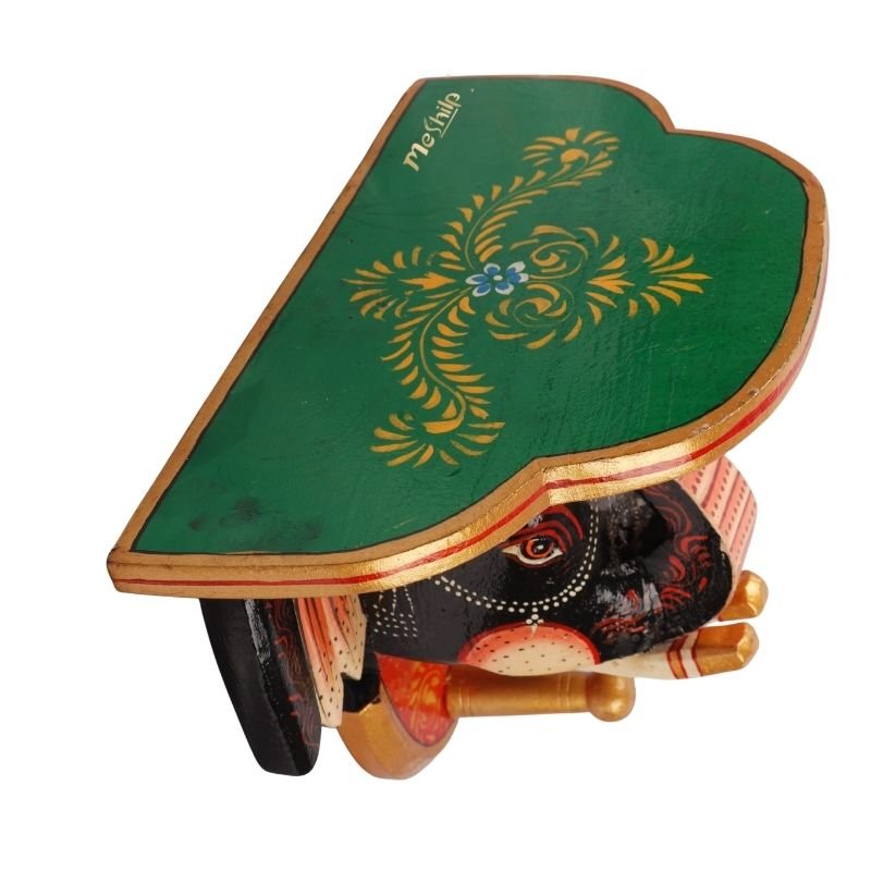 Multi Color hand Embossed Elephant Face Wall Shelf