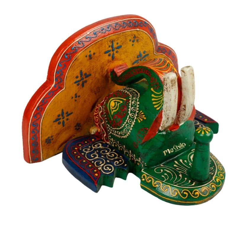 Multi Color hand Embossed Elephant Face Wall Shelf