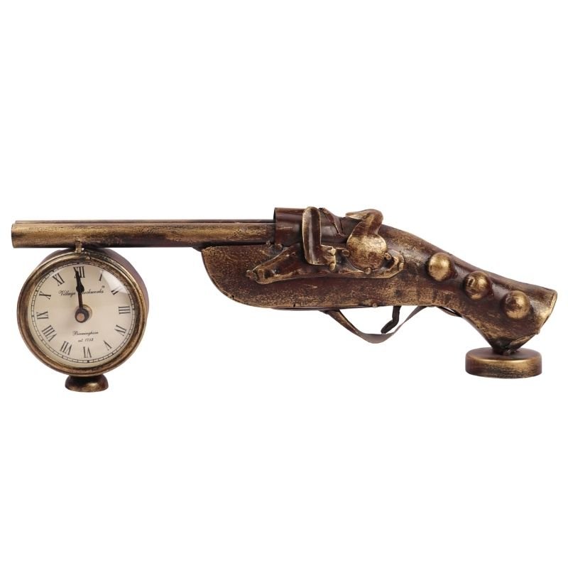 Iron Made Table decorative Gun With Clock