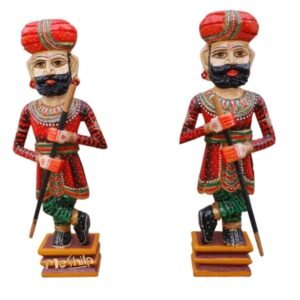 Decorative Hand  Painted &  Embossed  Wooden  Chowkidar