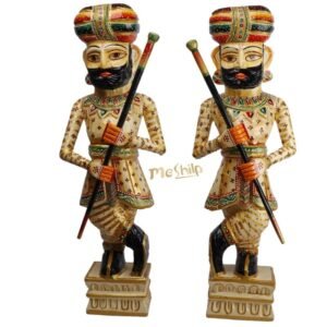 Decorative Hand  Painted &  Embossed  Wooden  Chowkidar