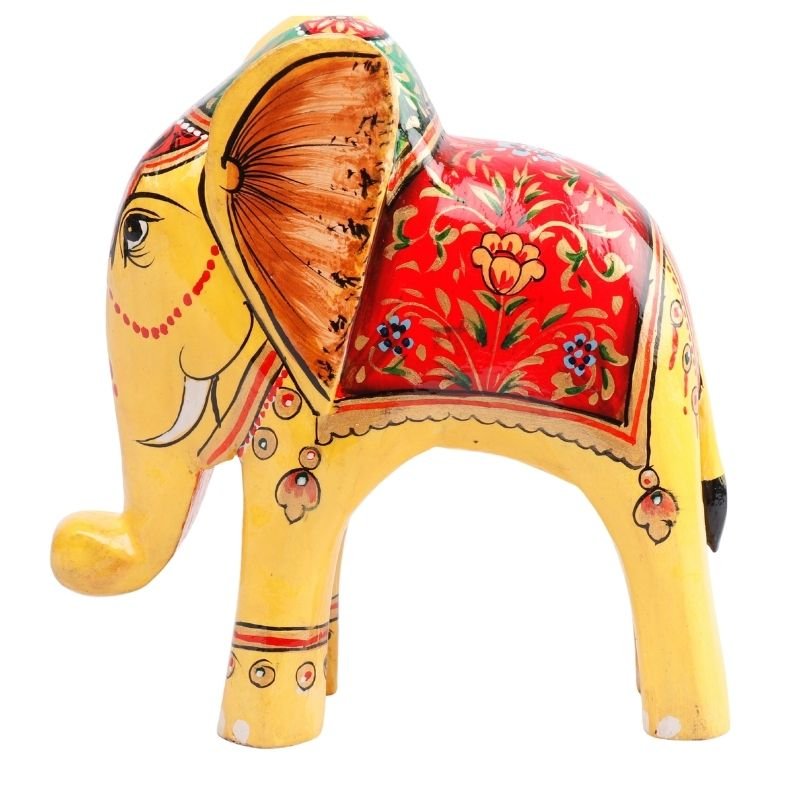 Wooden Decorative Hand Painted Elephant