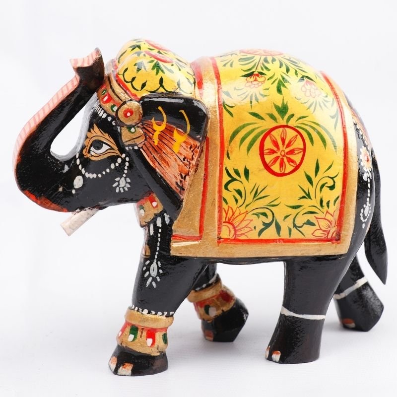Wooden Decorative Hand Painted Elephant