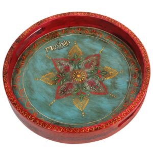 Mango Wood Multicolored Round Serving Tray