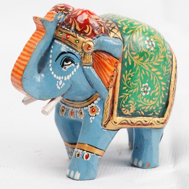 Wooden Decorative Hand Painted Elephant