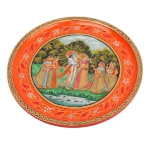 Wooden Hand Painted Decorative Lord Krishna  Painting  Wooden Plate